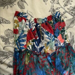 Anthropologie Colorful Leaf Print Skirt